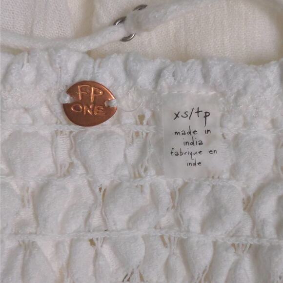 Free People Adella Cami Crochet Lace Flowy Tiered Crisscross White XS New - Picture 6 of 11